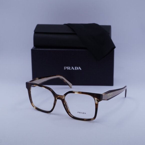 Prada PRB03V 07R1O1 Square Eyeglasses - Havana Caramel 54mm - Picture 1 of 9